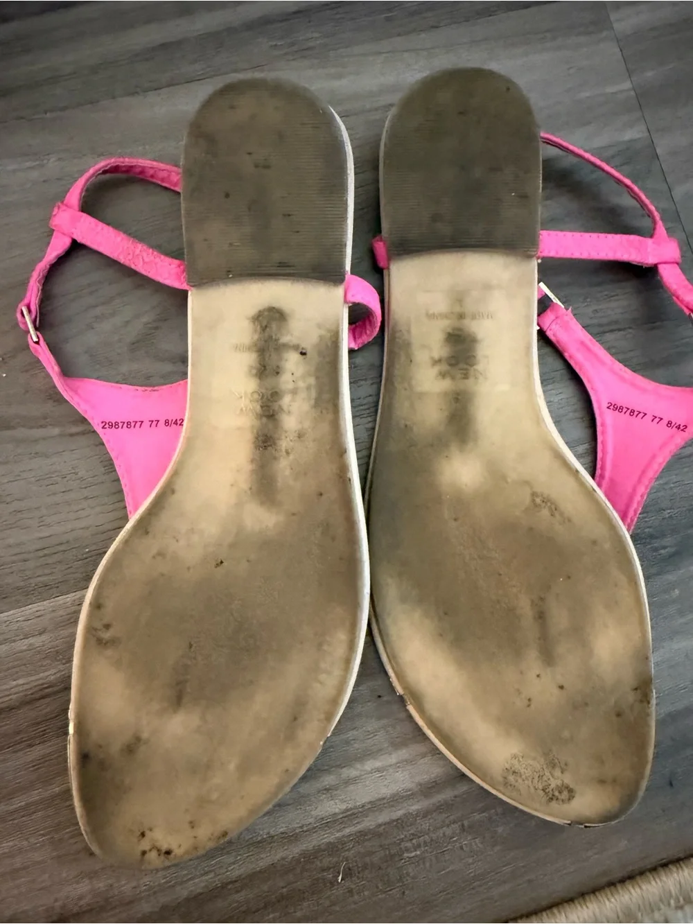 New Look Neon Pink T-Strap Flat Sandals Women’s UK 8 / EU 42